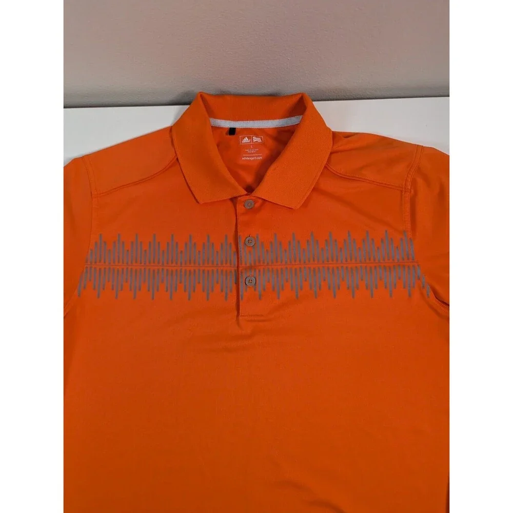 Adidas Golf Polo Shirt Mens L Large Orange Graph Equalizer Climalite Athletic